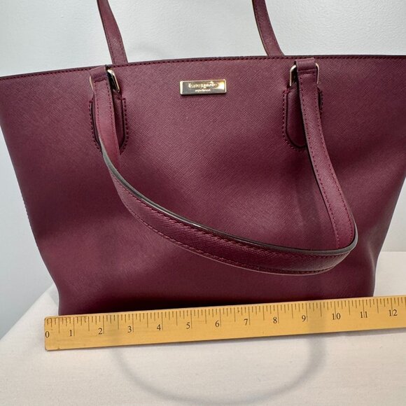 NWT Kate Spade New York Mulberry Red Leather Tote Bag With Gold Hardware & Zip C - Picture 7 of 10